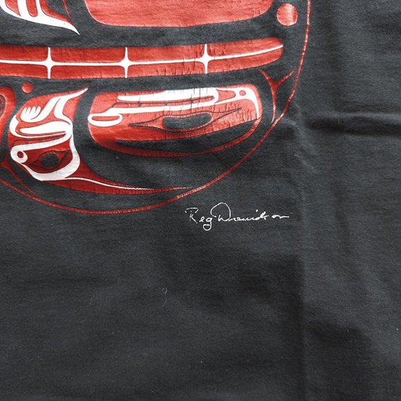 Reg Davidson Innuit Art Men's Black T Shirt, Size M, Made in Canada - Picture 4 of 9